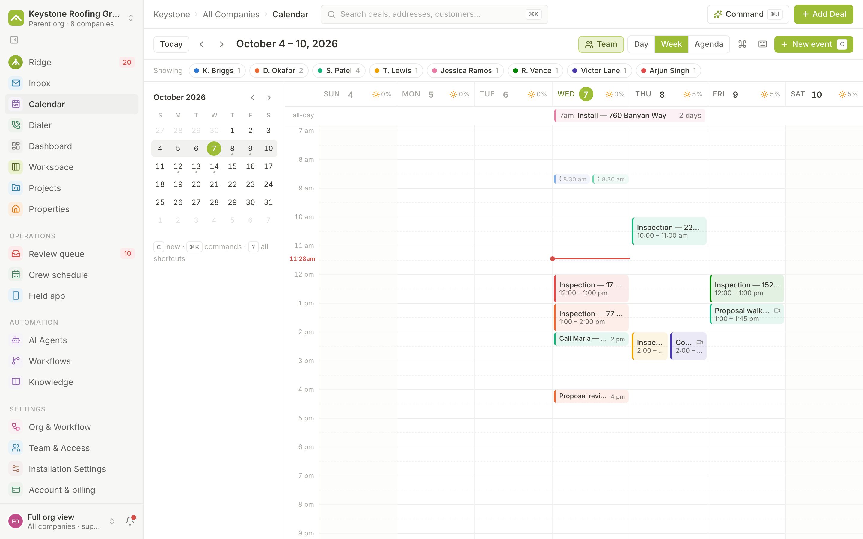 Gable screen: Calendar